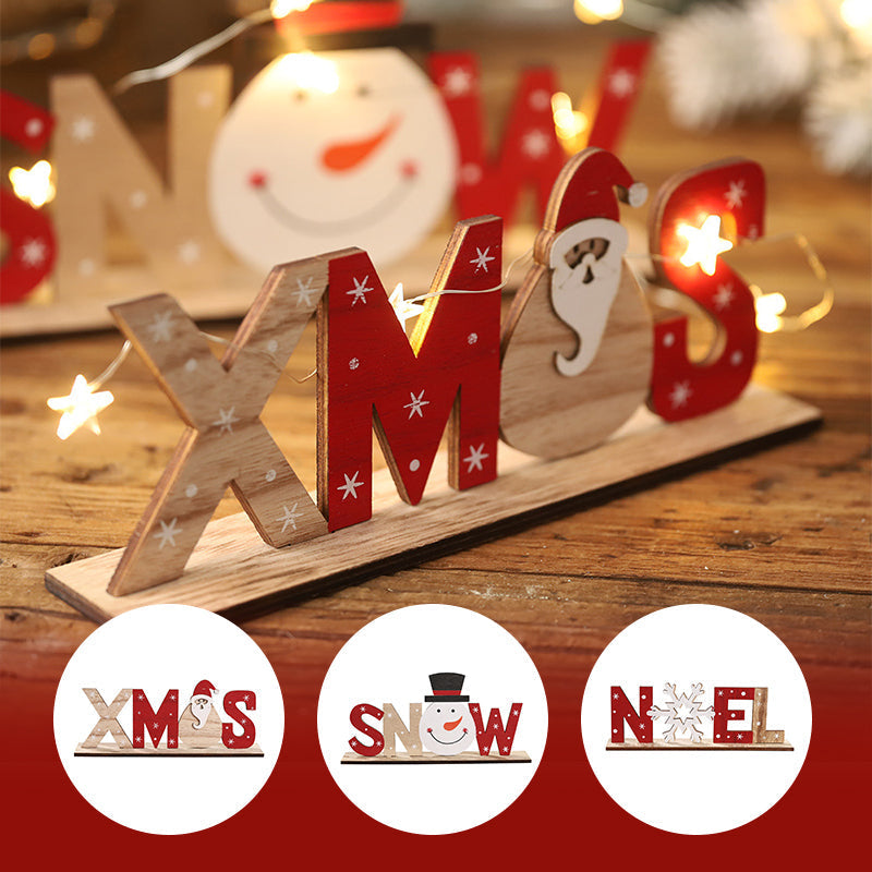 Handbeschilderde houten kerstdecoratie met kerstfiguren