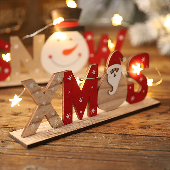 Handbeschilderde houten kerstdecoratie met kerstfiguren