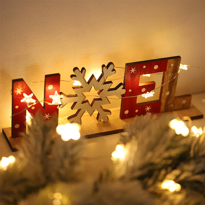 Handbeschilderde houten kerstdecoratie met kerstfiguren
