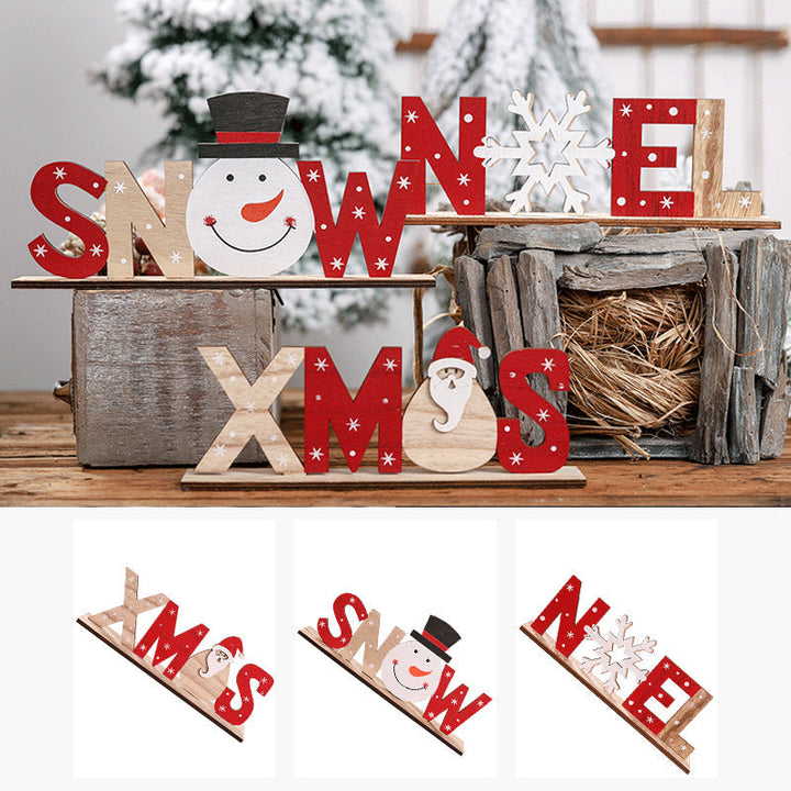 Handbeschilderde houten kerstdecoratie met kerstfiguren