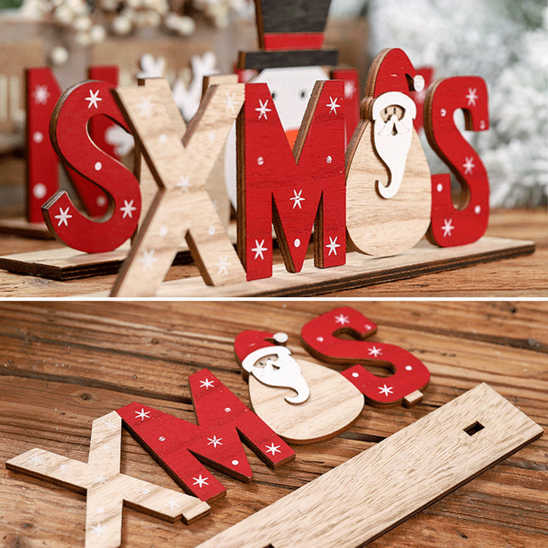 Handbeschilderde houten kerstdecoratie met kerstfiguren