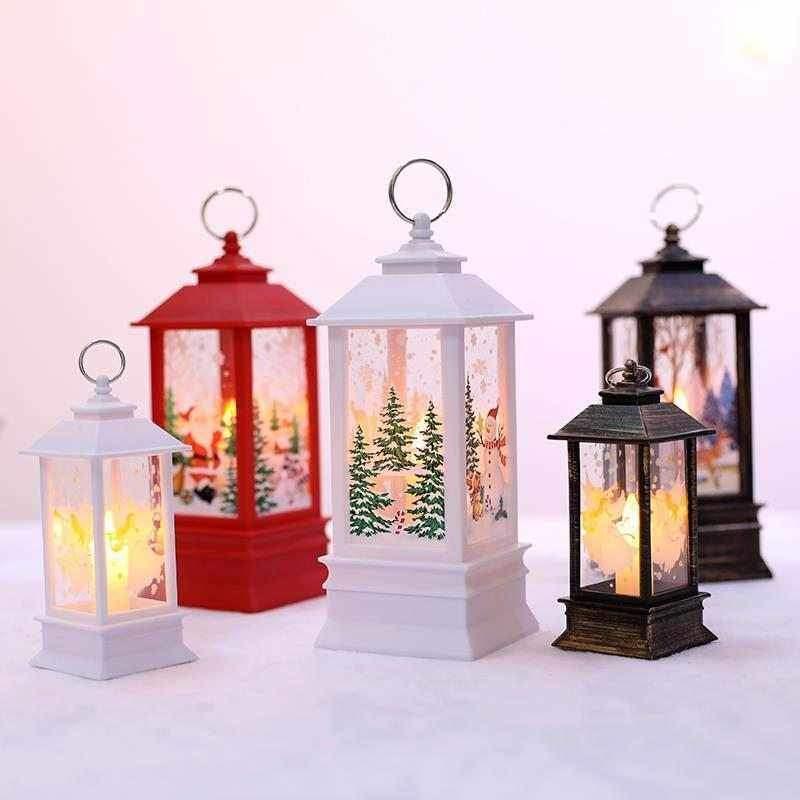 Kerstlantaarn met dwarrelende glitters en kleurwisselende led