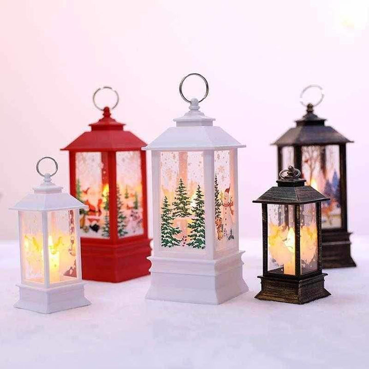 Kerstlantaarn met dwarrelende glitters en kleurwisselende led