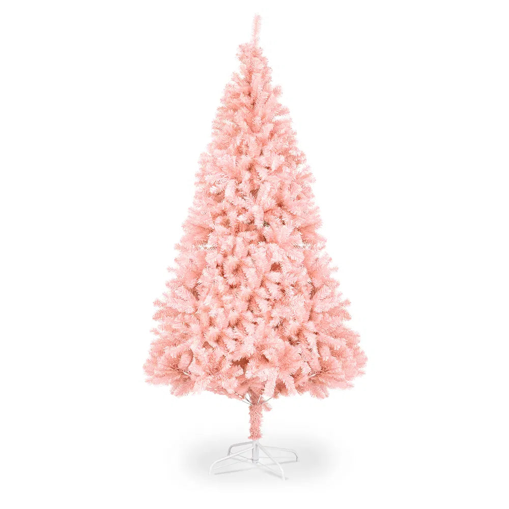 Roze kunstkerstboom op metalen voet