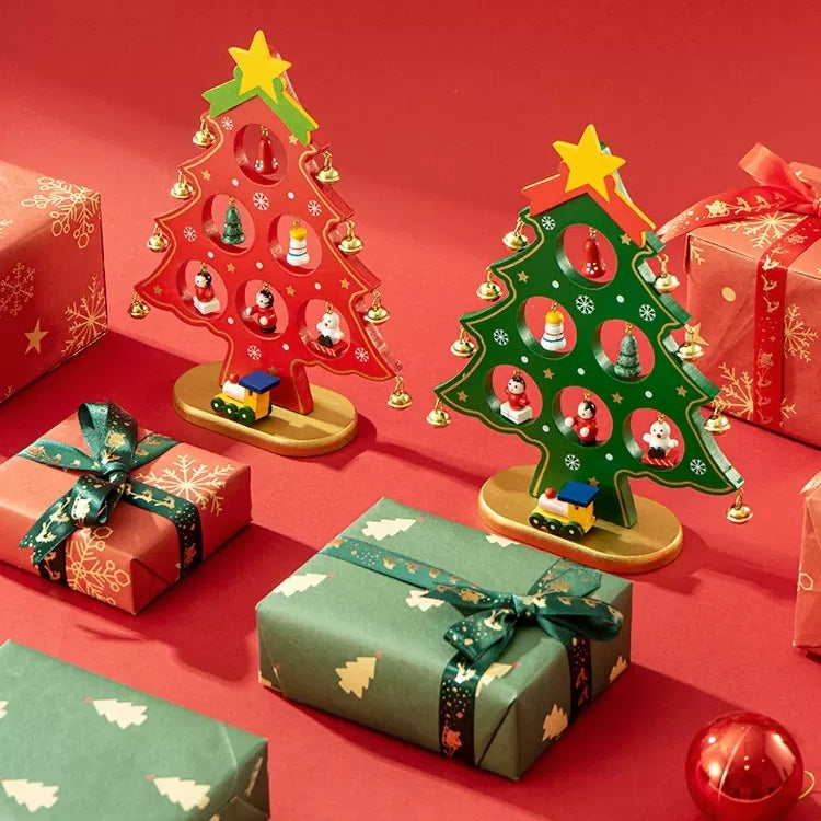 Doe-het-zelf houten mini kerstboom set