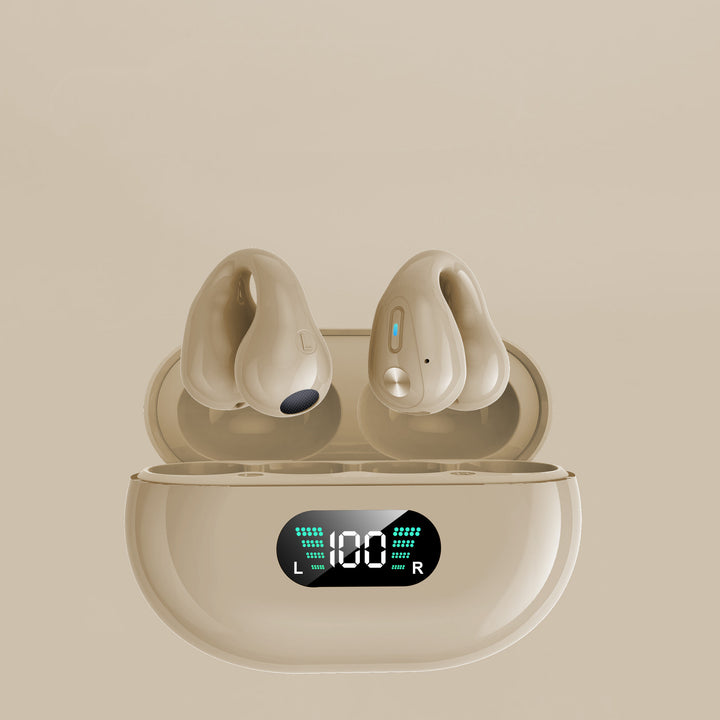 Zwarte open oordopjes met clip en oplaadcase