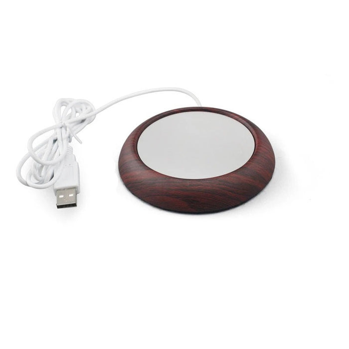 Hollevo USB-kopwarmer met houtlook rand en slank ontwerp