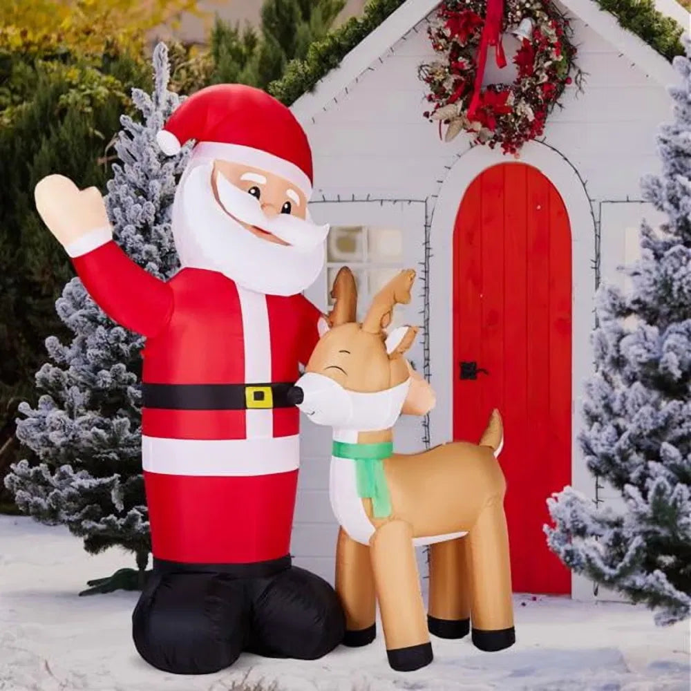Opblaasbare zwaaiende kerstman met rendier
