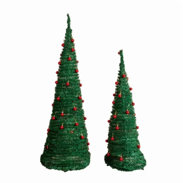 Hollevo Set van 2 pop-up kerstbomen 183 en 152 cm met rode ballen
