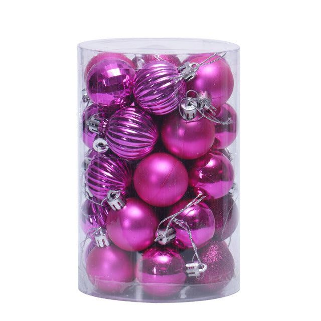 Kerstballen 4 cm, set van 34 in prachtige kleuren