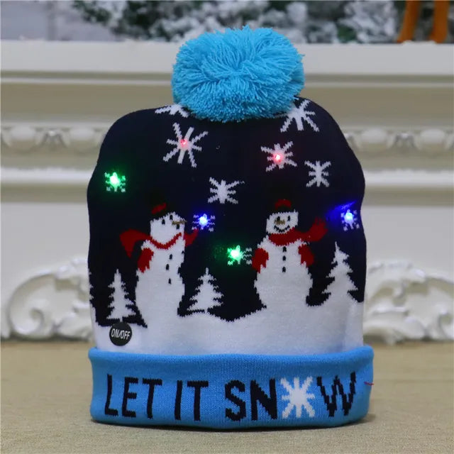 Hollevo™ Gebreide kerstmuts met LED-lichtjes voor kids en volwassenen