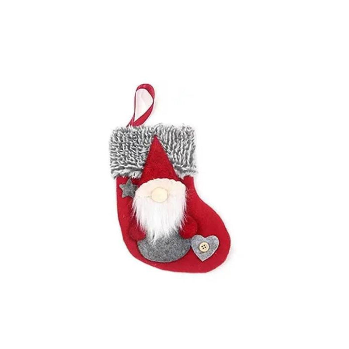 Hollevo™ Mini pluche kerstsok om op te hangen in de kerstboom