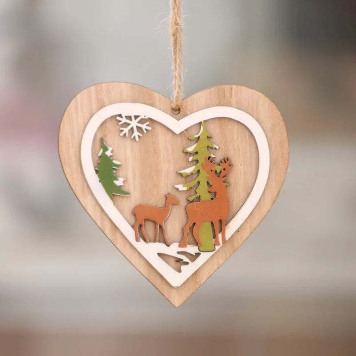 Lasergesneden 3D houten kerstboomhangers – ster, bel en beer