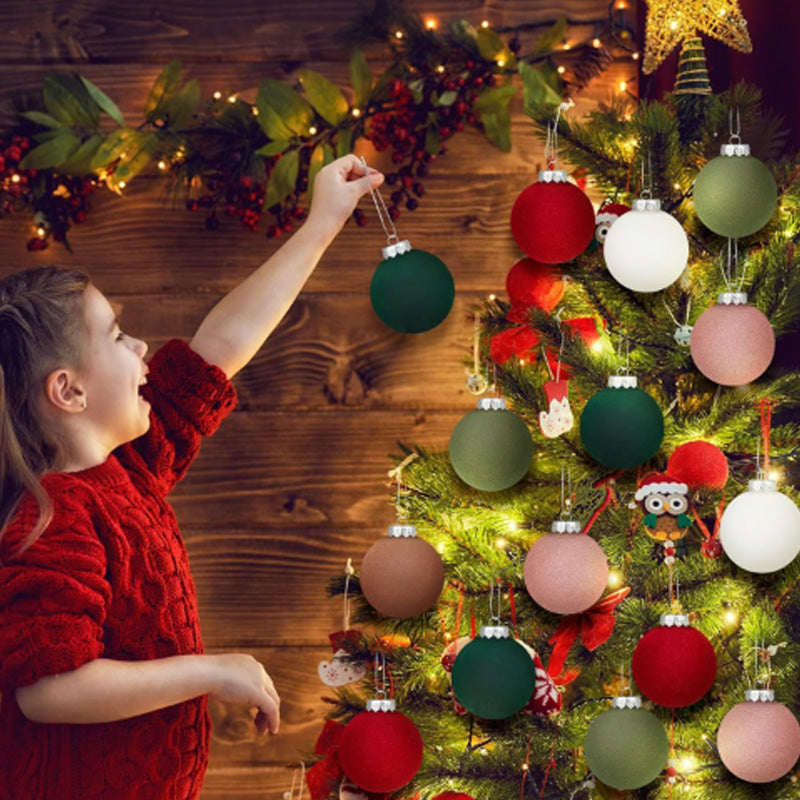 Fluwelen kerstballen set van 12 met zachte matte look