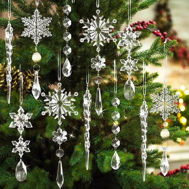 Transparante acryl ijspegels voor de kerstboom, set van 10