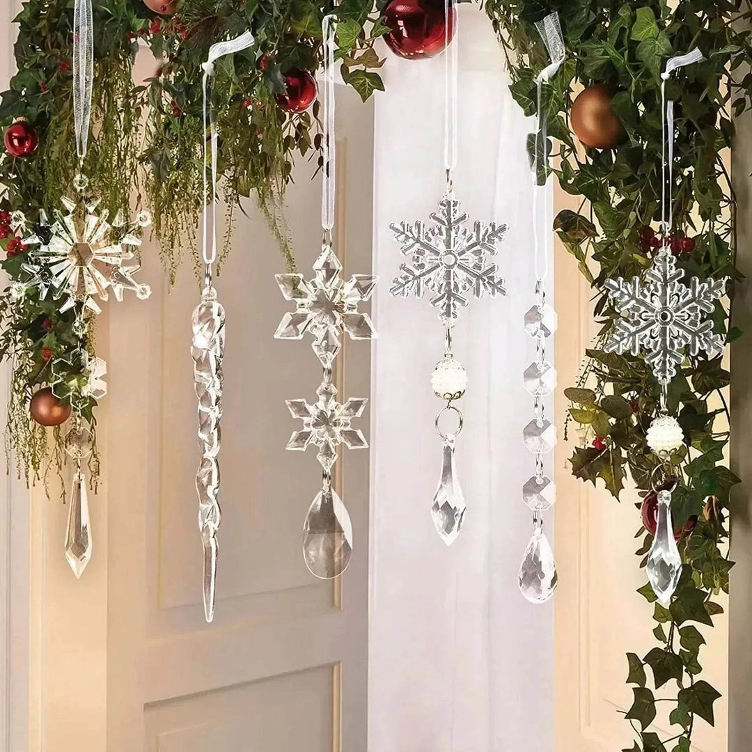 Transparante acryl ijspegels voor de kerstboom, set van 10