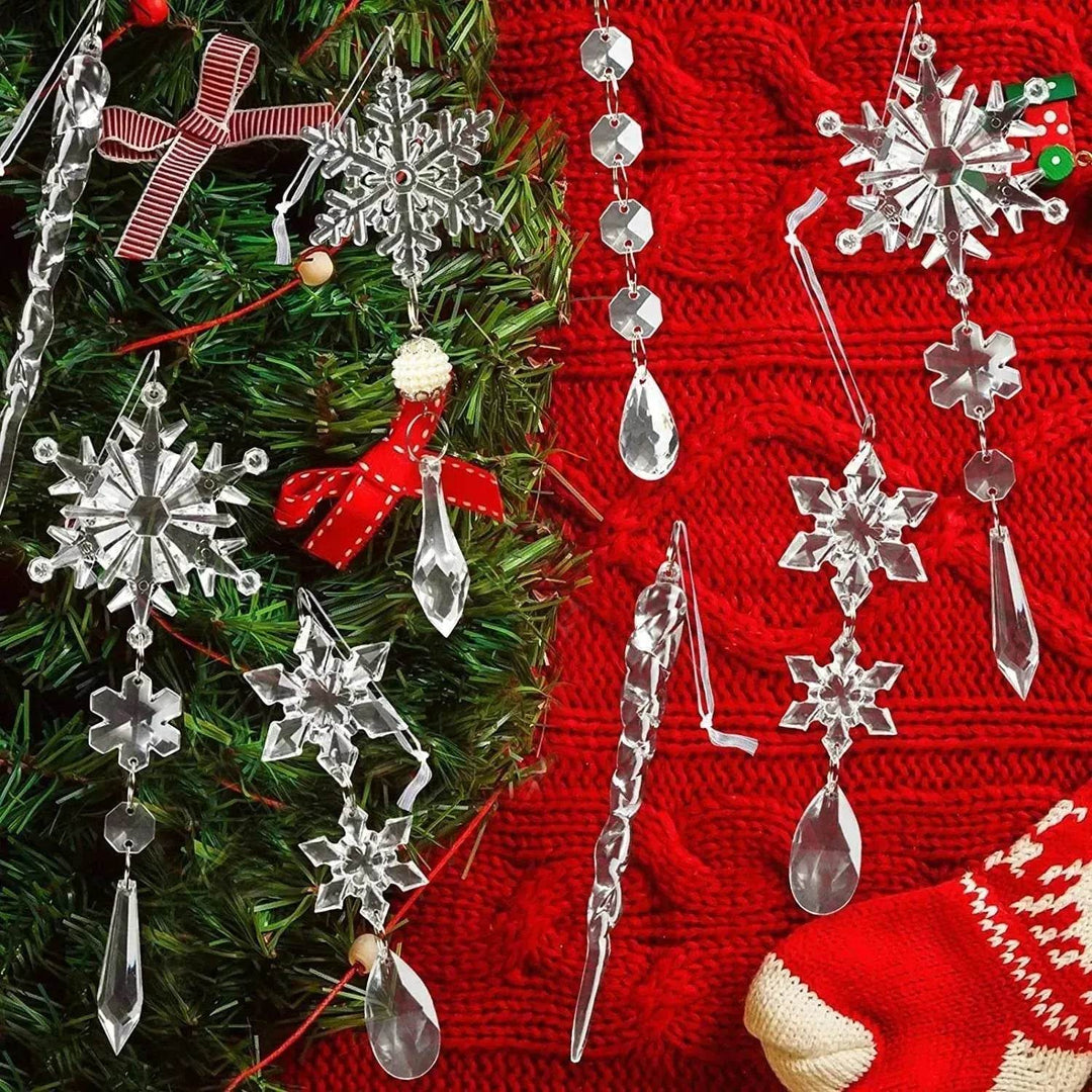 Transparante acryl ijspegels voor de kerstboom, set van 10