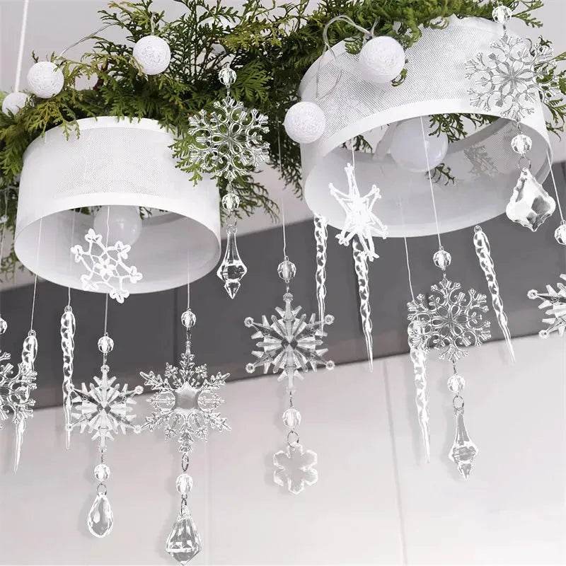 Transparante acryl ijspegels voor de kerstboom, set van 10