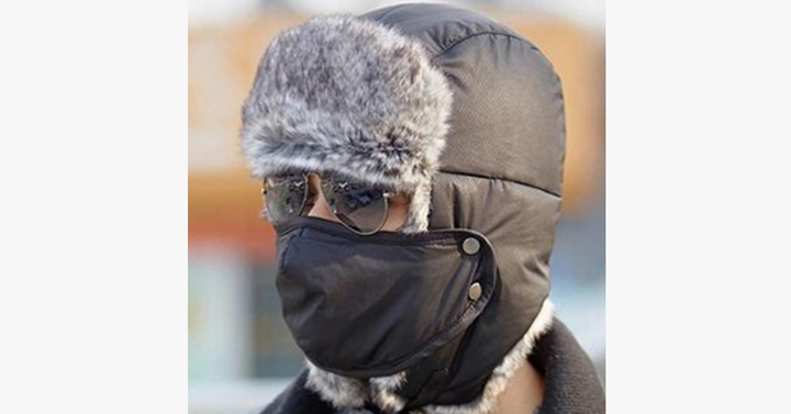 Hollevo™ Waterdichte bontmuts met oorkleppen en afneembaar gezichtsmasker