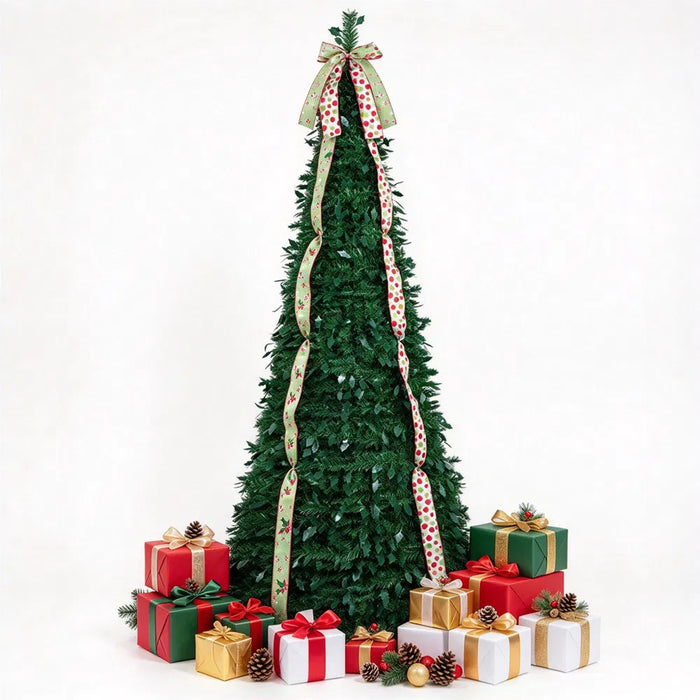 Hollevo Pop-up kerstboom 213 cm met satijnen linten