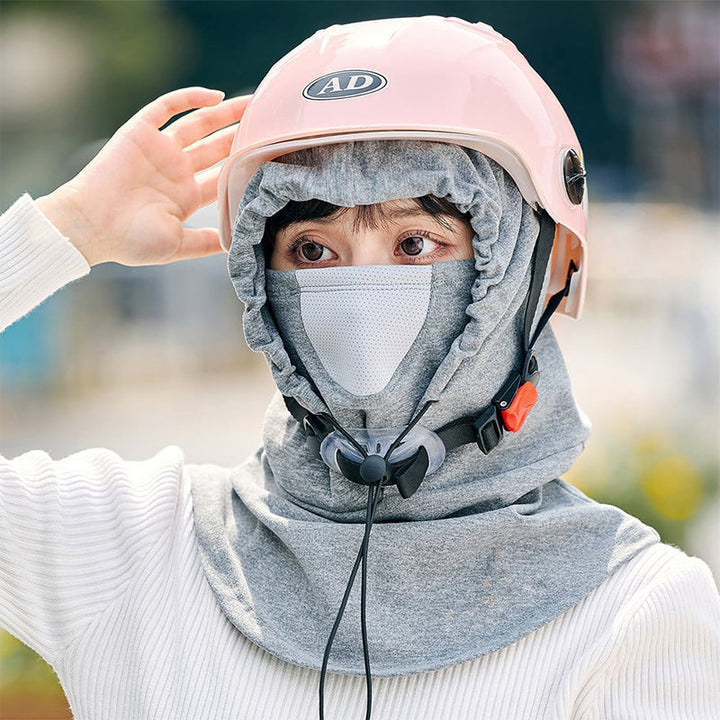 Fietsmuts met gezichtsmasker en ingebouwde nekwarmer