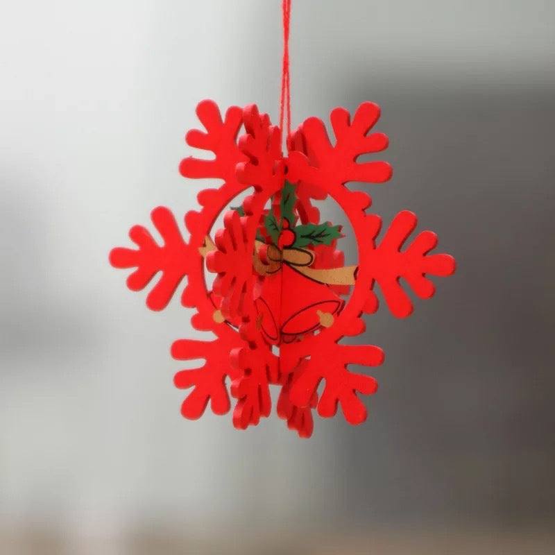 Lasergesneden 3D houten kerstboomhangers – ster, bel en beer