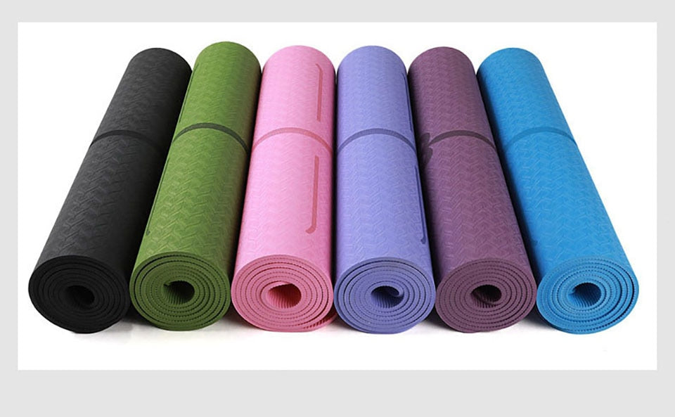 Yogamat met uitlijningslijnen