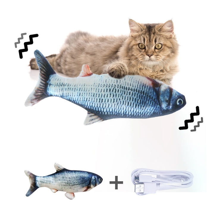 Oranje bewegende vis kattenspeelgoed met kat