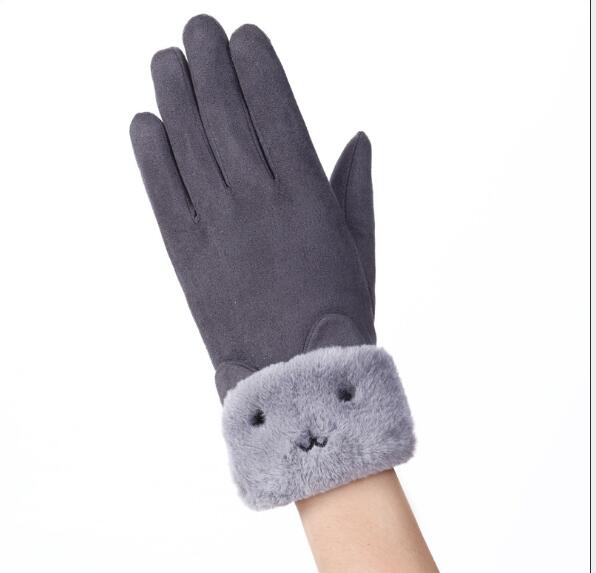 Handschoenen in suède look met pluche manchet