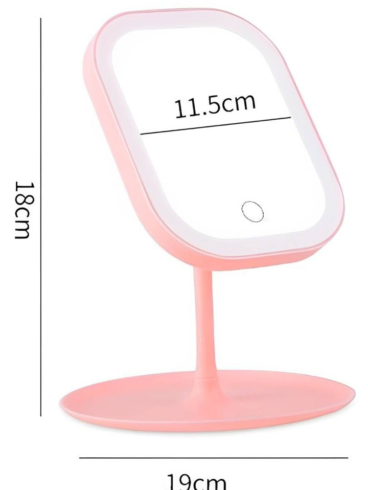 Draagbare make-upspiegel met LED-verlichting en drie lichtstanden