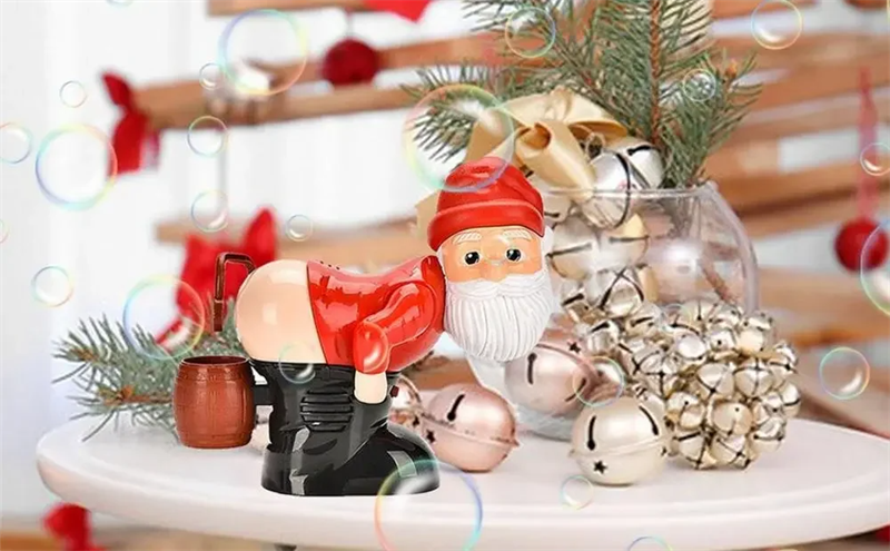 Kerstman bellenblaasmachine die bellen blaast
