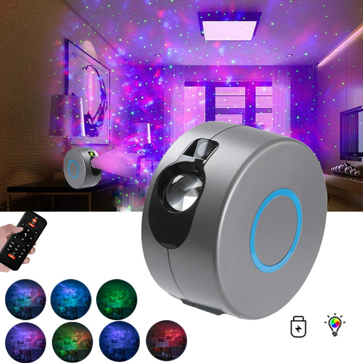 Draaiende sterrenhemel projector met 7 kleuren voor de slaapkamer