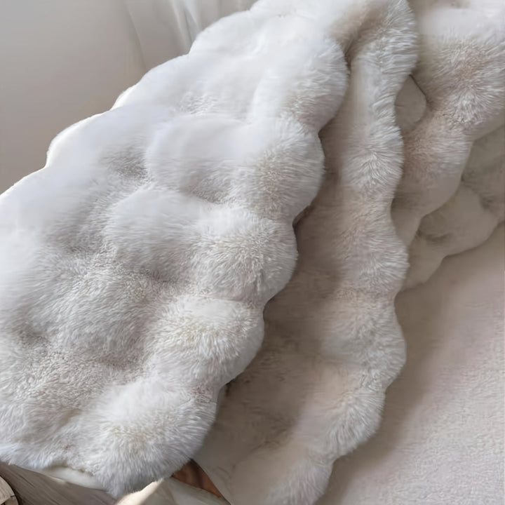 Hollevo™ Rond pluizig vloerkleed met bubbelstructuur van dichte fleece