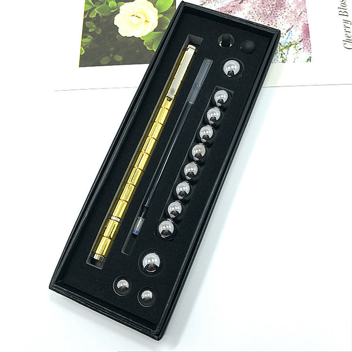 Zilveren magnetische fidget pen met balletjes