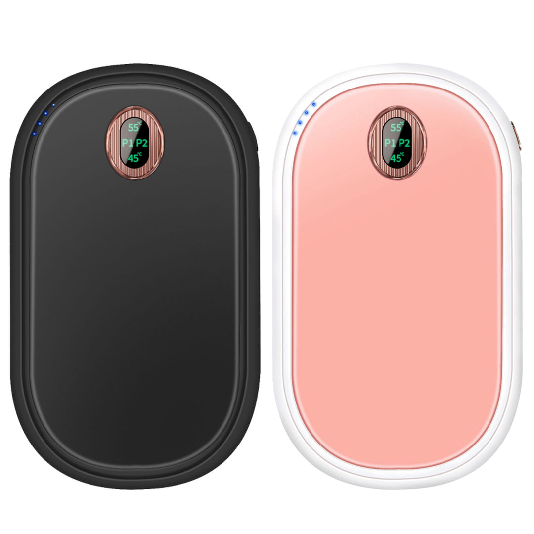 Kiezelvormige handwarmer met display