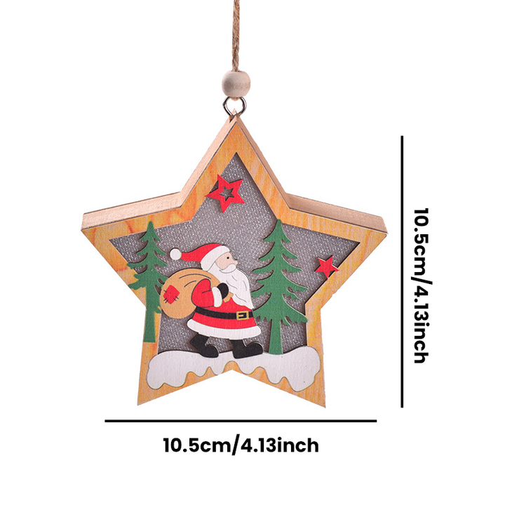 Houten kerstboomhanger – hangend lichtdoosje met touwtje