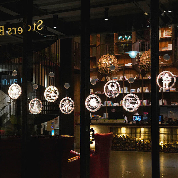 Kerst LED acryl decoratie ronde lamp met zuignap