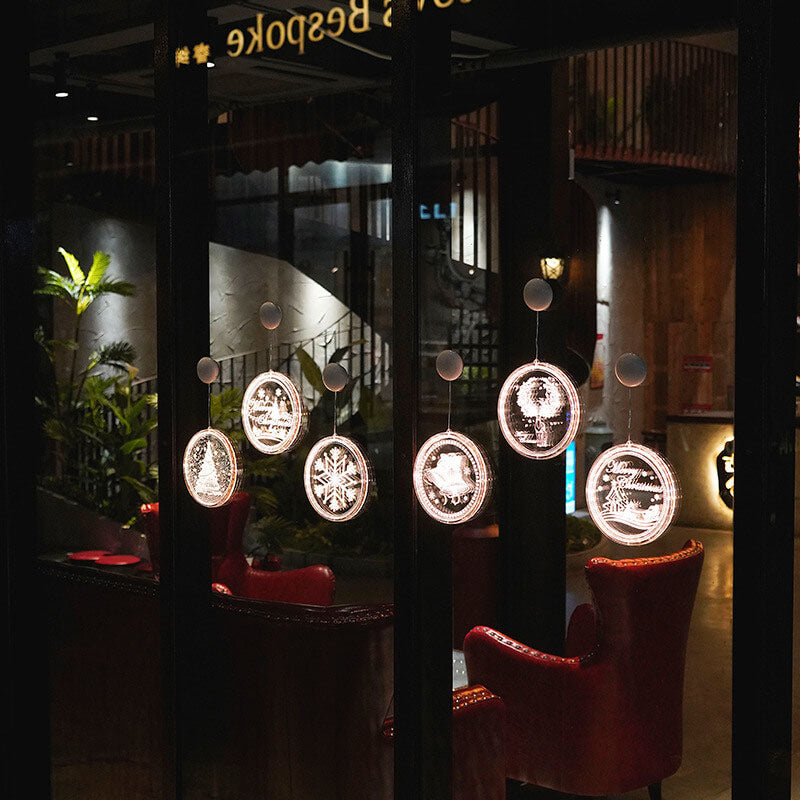 Kerst LED acryl decoratie ronde lamp met zuignap