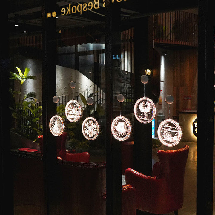 Kerst LED acryl decoratie ronde lamp met zuignap