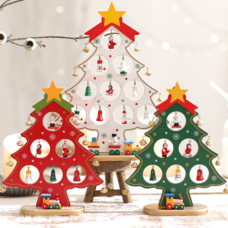 Doe-het-zelf houten mini kerstboom set
