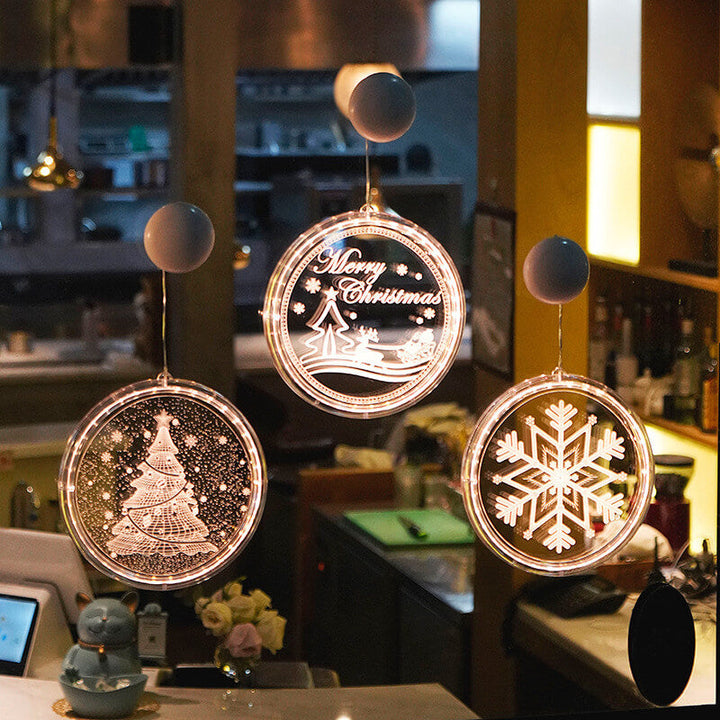 Kerst LED acryl decoratie ronde lamp met zuignap