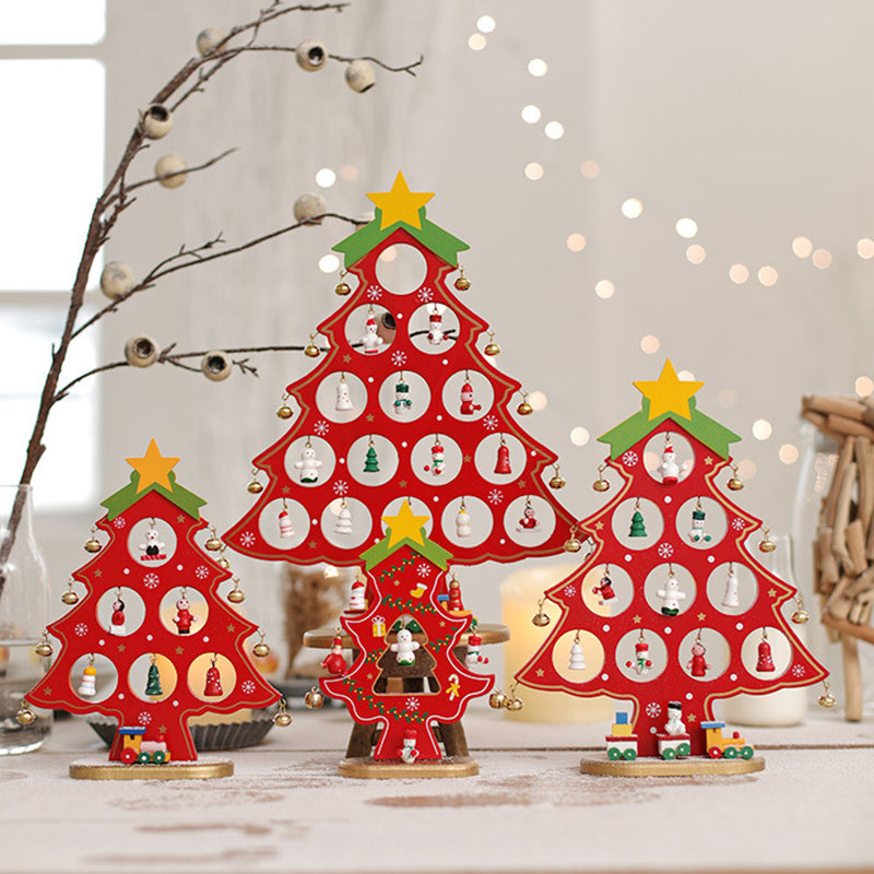 Doe-het-zelf houten mini kerstboom set