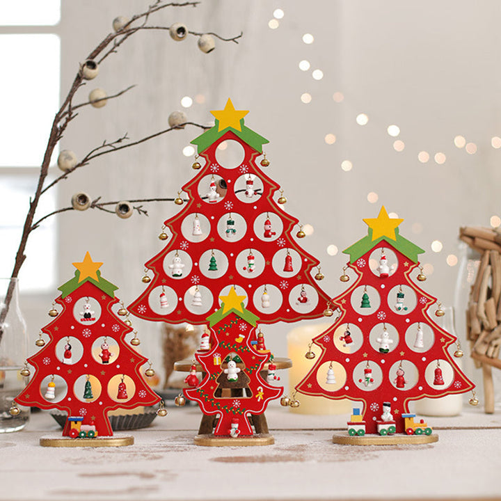 Doe-het-zelf houten mini kerstboom set