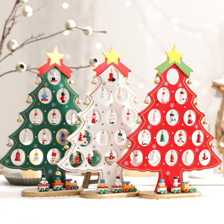 Doe-het-zelf houten mini kerstboom set
