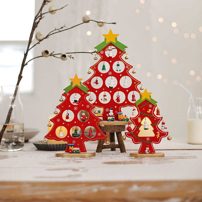 Doe-het-zelf houten mini kerstboom set