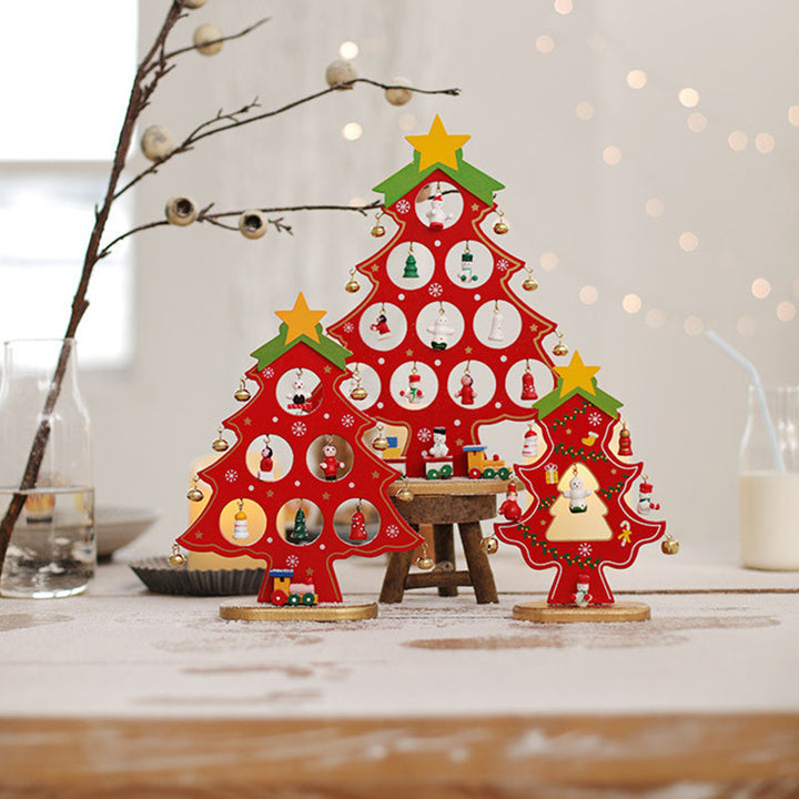 Doe-het-zelf houten mini kerstboom set