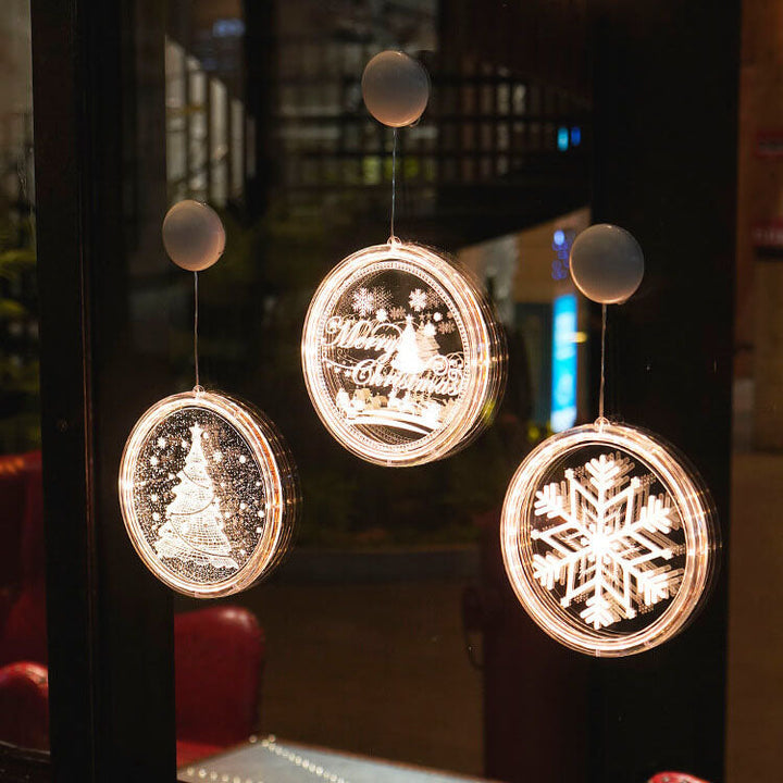 Kerst LED acryl decoratie ronde lamp met zuignap