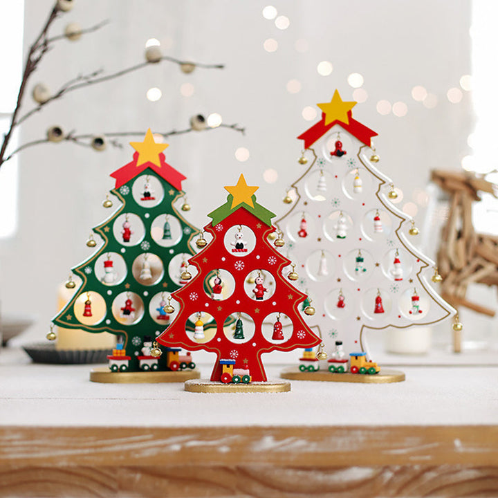 Doe-het-zelf houten mini kerstboom set