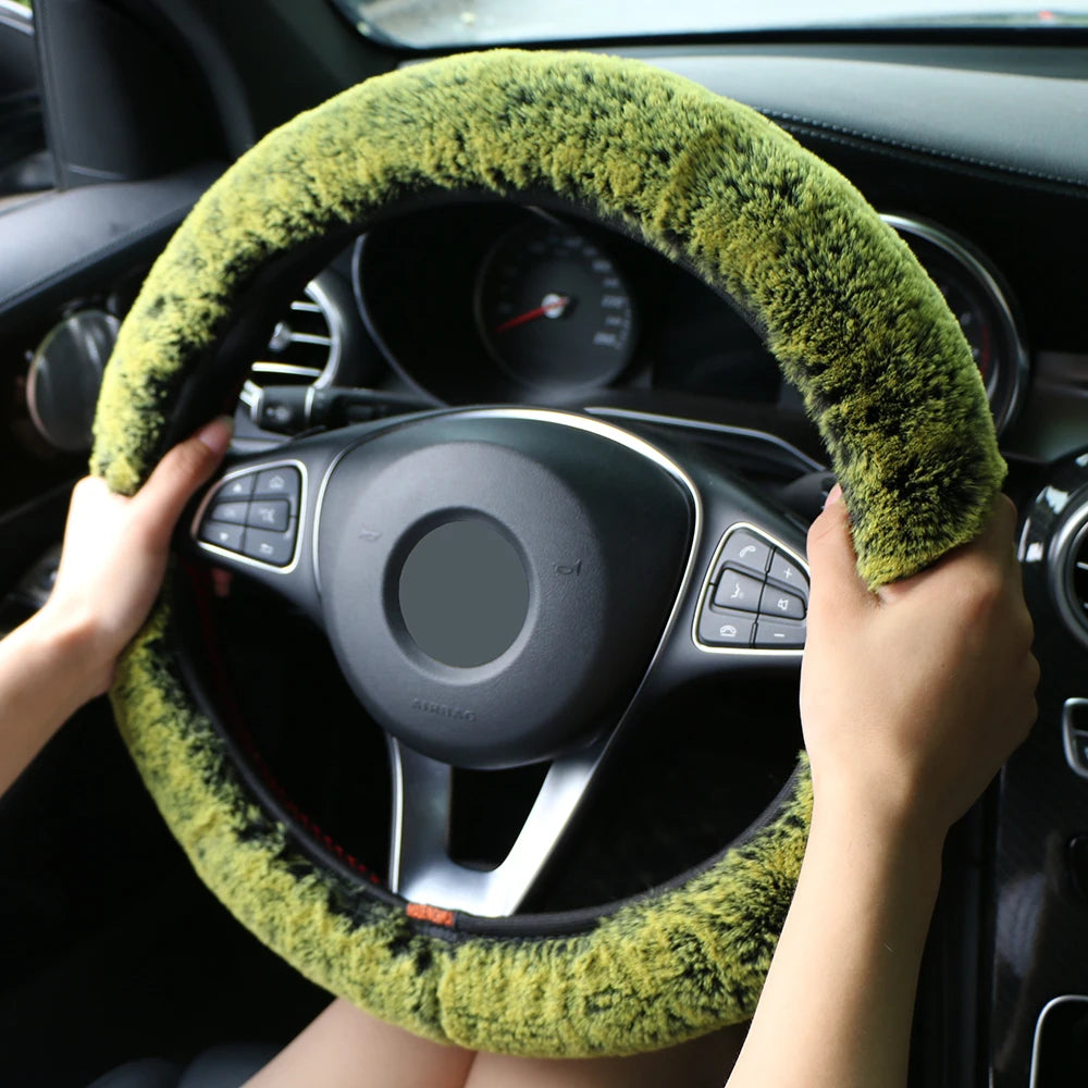 Pluche winter auto stuur wiel bedekken