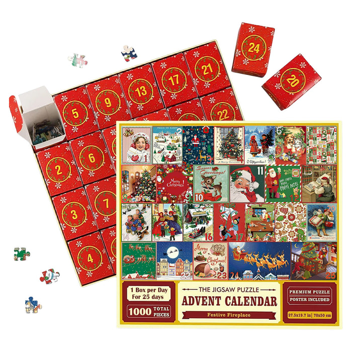 Hollevo Adventskalender met puzzel, 24 doosjes vol kerstpuzzel